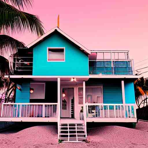 Retro-wave house in beach