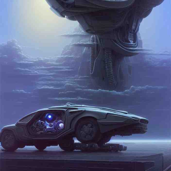 cinematic view of a vehicle from left, futuristic, robotic enhancements, desaturated, tim hildebrandt, wayne barlowe, bruce pennington, donato giancola, larry elmore, oil on canvas, masterpiece, trending on artstation, featured on pixiv, cinematic composition, dramatic, beautiful lighting, sharp, details, hyper - detailed, hd, hdr, 4 k, 8 k 