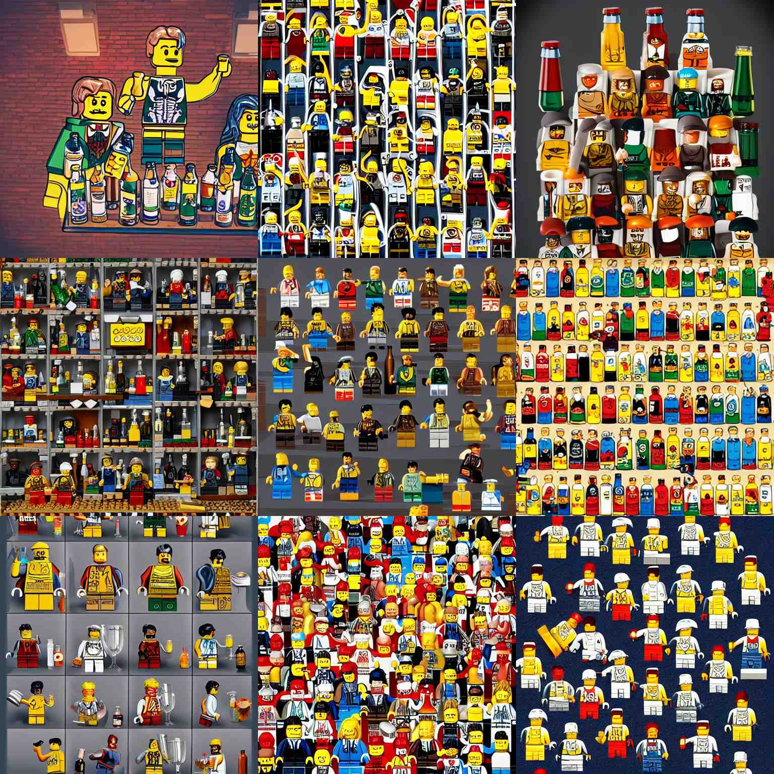 illustration lego men drinking beer high detailed, beautiful, trending on artstation 