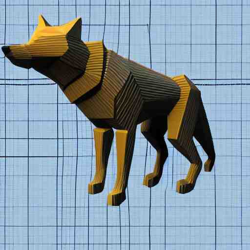 isometric 3 d render of a wolf 