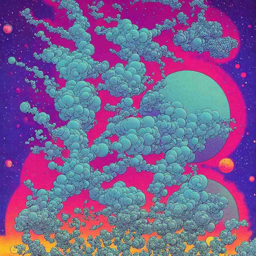 ( ( ( ( beautiful flowers and gas cloud in a strange planet ) ) ) ) by mœbius!!!!!!!!!!!!!!!!!!!!!!!!!!!, overdetailed art, colorful, artistic record jacket design 