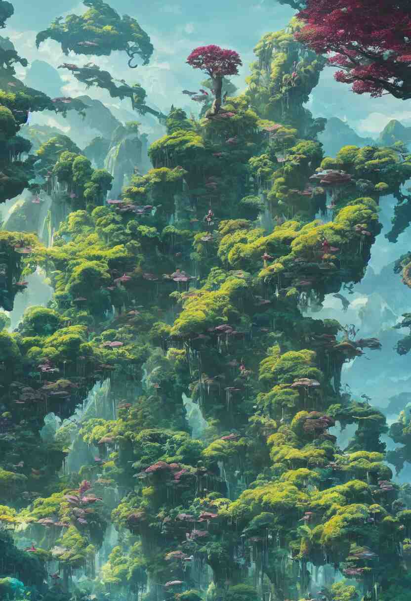 Landscape from the Movie Avatar, artstation winner by Victo Ngai, Kilian Eng and by Jake Parker, vibrant colors, winning-award masterpiece, fantastically gaudy, aesthetic octane render, 8K HD Resolution