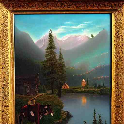 🌲🧙🐄🗻🌉, victorian painting 