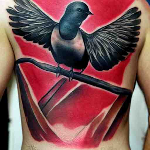 ink tatoo, a swallow with a black beard wearing an athletic bilbao shirt, 4 k, masterpiece 