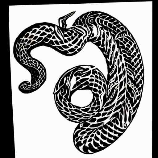 tattoo design, stencil, tattoo stencil, traditional, a cobra with its fangs out surrounded by flowers