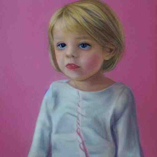 4 year old blonde girl with iphone colored pencil on white background by eloise wilkin 