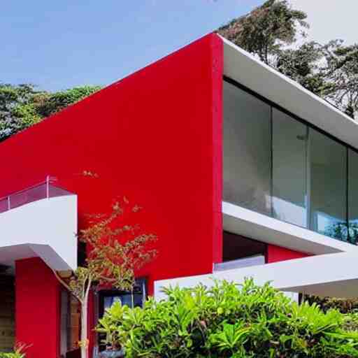 a modern red house in brazil, architecture 