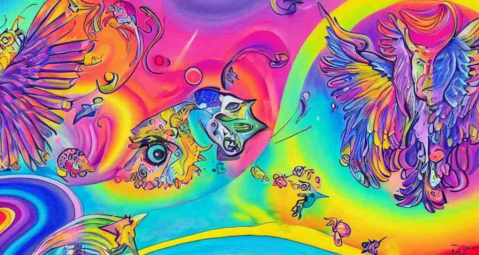 lisa frank painting in the style of bosch 