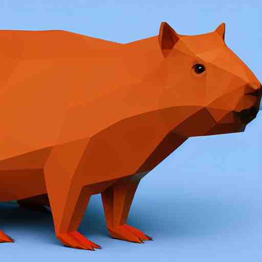 low polygon render of a capybara on a white backround, isometric 3 d, ultra hd 