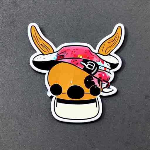 die cut sticker, tony chopper wearing a strawhat, splatter paint 