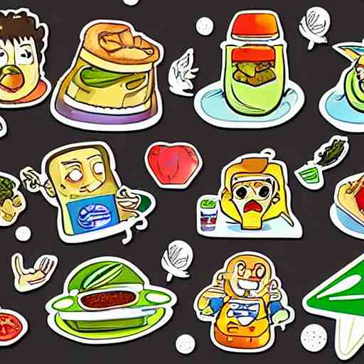 a whatsapp stickers pack of lunch time, cartoon 