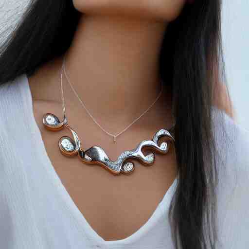 necklace on a young beautiful woman neck, hyper realistic, 