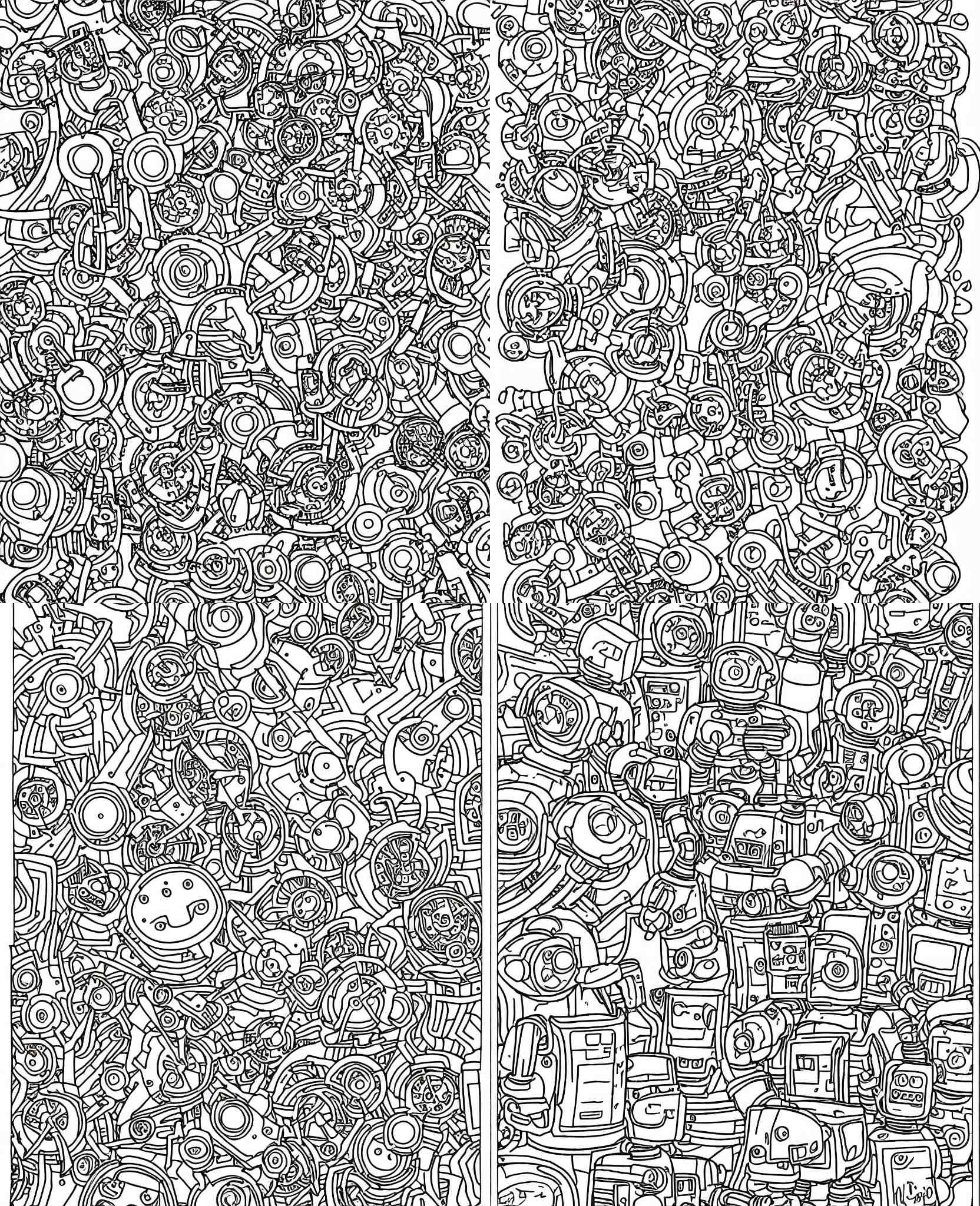 robot coloring book page 