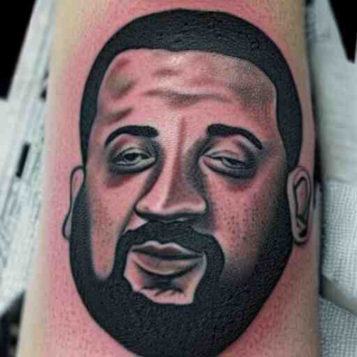 a tattoo of a dj khaled 