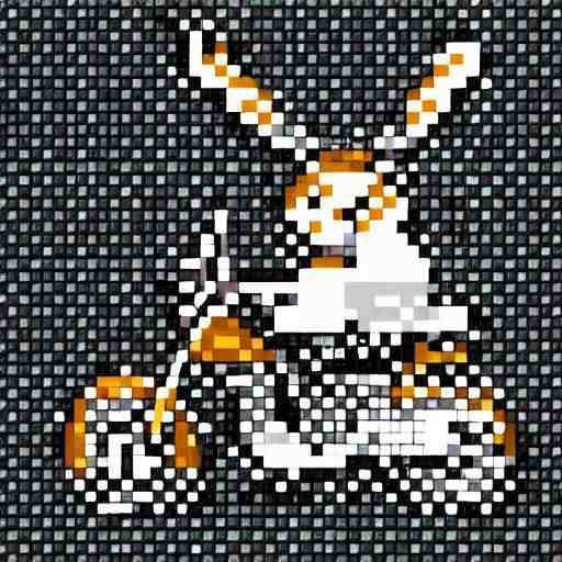 bunny on a motorcycle, pixel art, cute