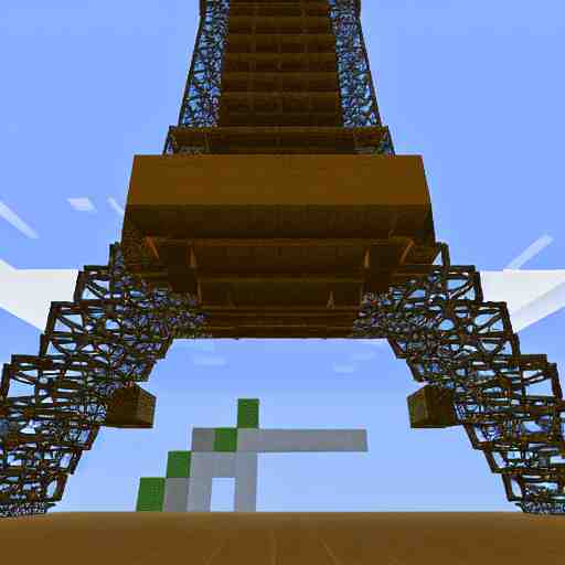 a blue print of the Eiffel tower in Minecraft