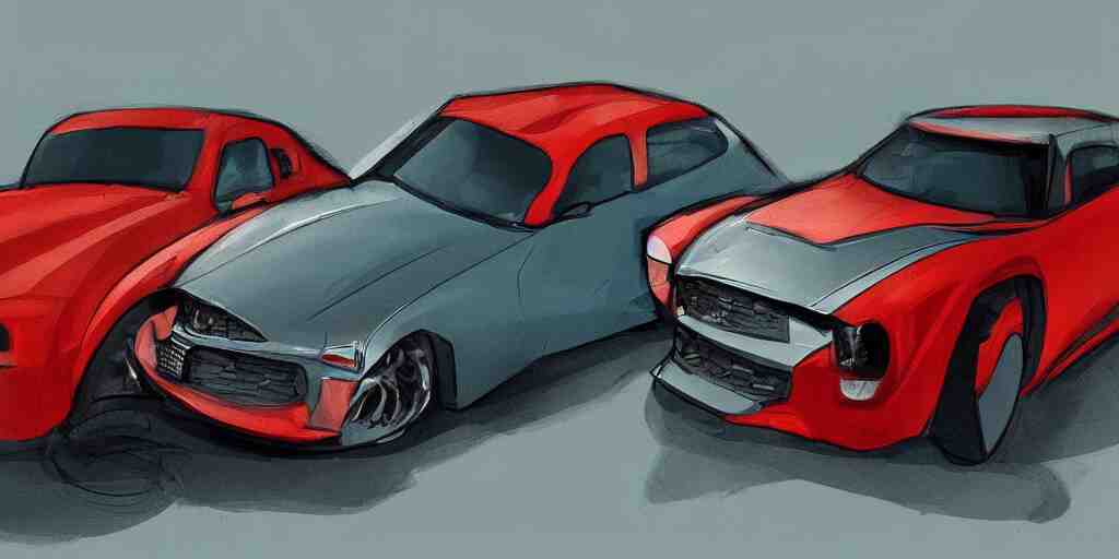 mashup concept of two cars as one. No background, concept art style.