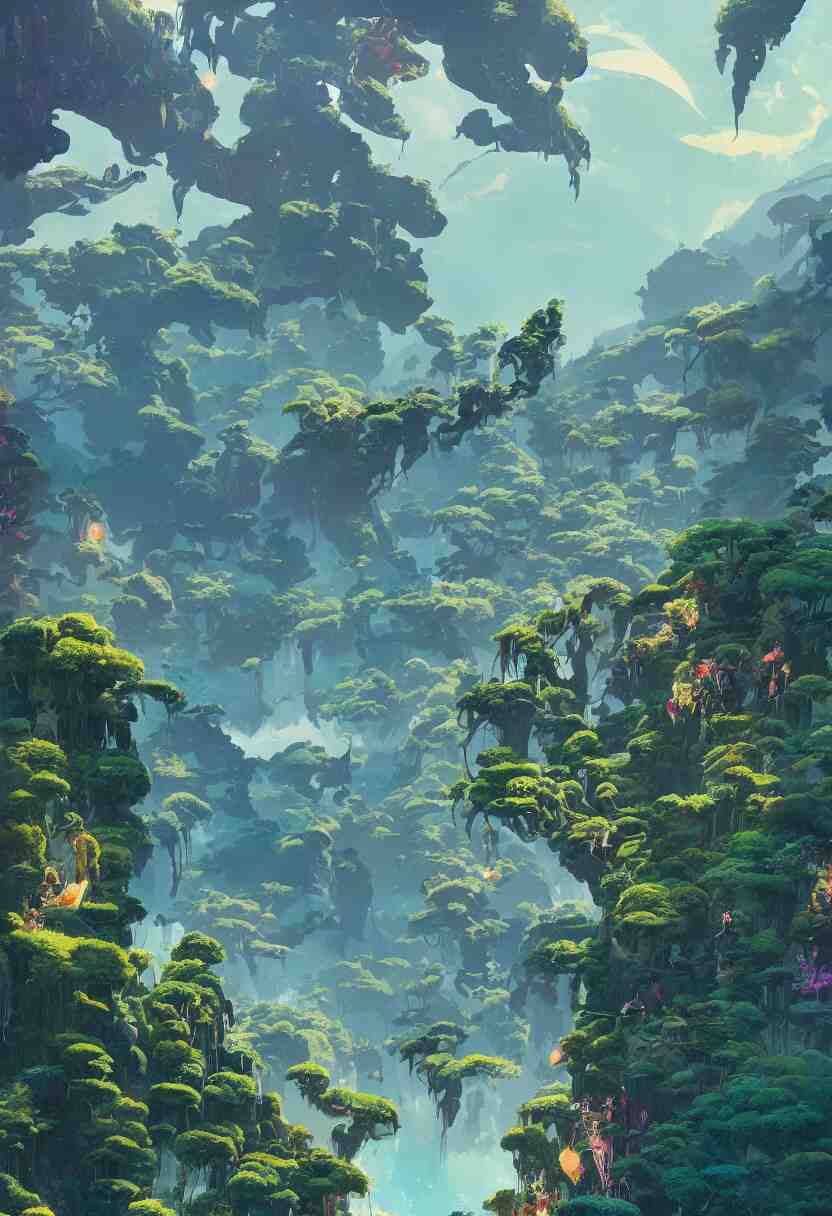 Landscape from the Movie Avatar, artstation winner by Victo Ngai, Kilian Eng and by Jake Parker, vibrant colors, winning-award masterpiece, fantastically gaudy, aesthetic octane render, 8K HD Resolution