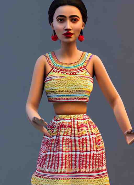 beautiful summer assamese mekehela bihu style floral dress, flirtatious, boho - chic, sleeveless, elegant, short skirt length, slimmer demeanor, plethora of colors ; mini dress ; highly detailed cute face by wlop ; 3 6 0 rotation reference ; octane render, unreal engine 5, trending on artstation, 8 k high resolution, global illumination ray tracing ; symmetrical, cinematic, high coherence, hdr fabric textures 