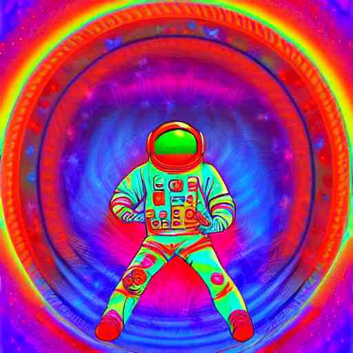 psychedelic astronaut floating in space, very colorful, digital art 