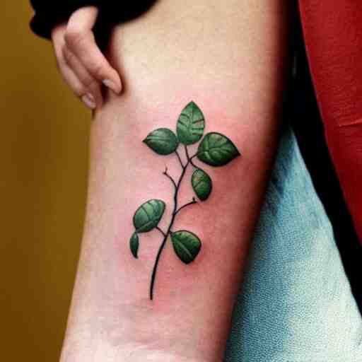 tattoo, simple, vines growing with leaves and flowers, earth tones