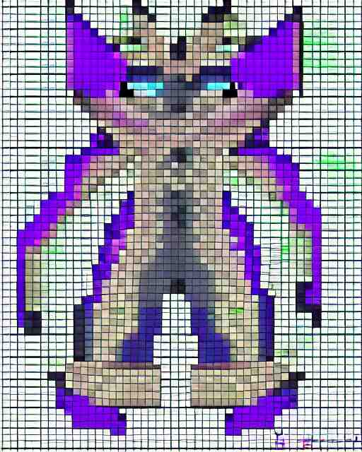 spritesheet pixel art of feline alien main character, isomorphic top down view, transparent