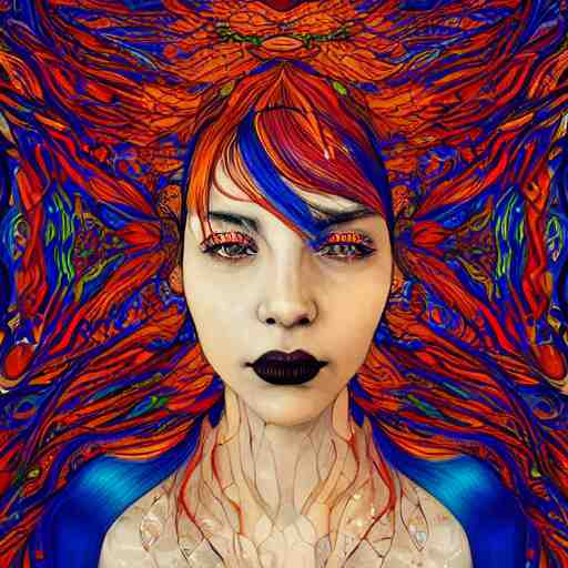 the portrait of a beautiful young woman partially made up of peppers of all colors, an ultrafine detailed illustration by james jean, intricate linework, bright colors, final fantasy, behance contest winner, vanitas, angular, altermodern, unreal engine 5 highly rendered, global illumination, radiant light, detailed and intricate environment 