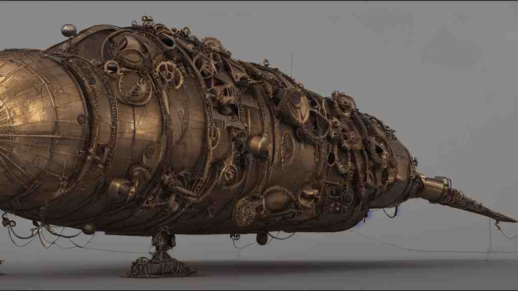 steampunk tardigrade airship, high detail, octane render, 8k