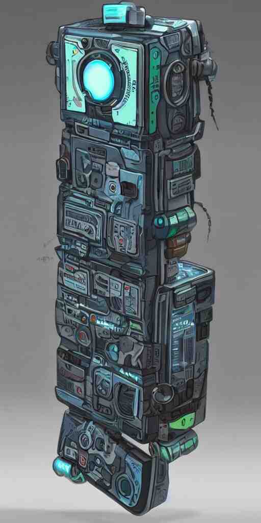 an extremely complex and advanced cyberpunk gameboy, style of Aperture Science