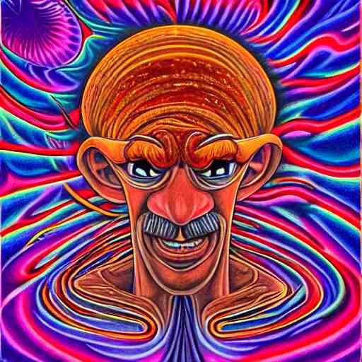 waluigi becomes a fractal, painted by alex grey. psychedelic visionary art 