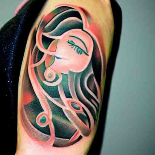 a tattoo inspired by the musical artist aurora aksnes, abstract, pritty. 