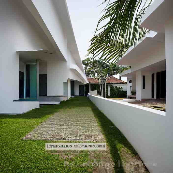 wide angle exterior shot of an modernist town house on a quiet street in lagos, tropical african architecture with sun shading and pergolas, contemporary architecture, cosmopolitan design, architectural magazine feature, architectural photography, canon eos r 3, telephoto lens, sigma 5 0 0 mm f / 5, iso 2 0 0, 1 / 1 6 0 s, 8 k, raw, unedited, in - frame 