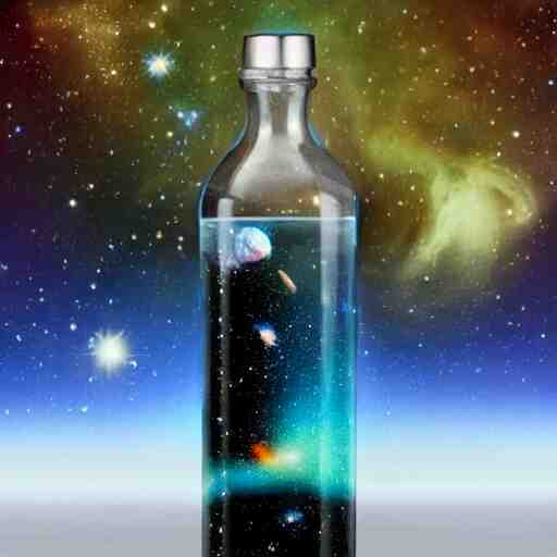 the galaxies and planets trapped inside a glass bottle 