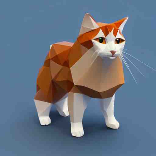 low poly render of a cat on a white background isometric 3D Utra HD
