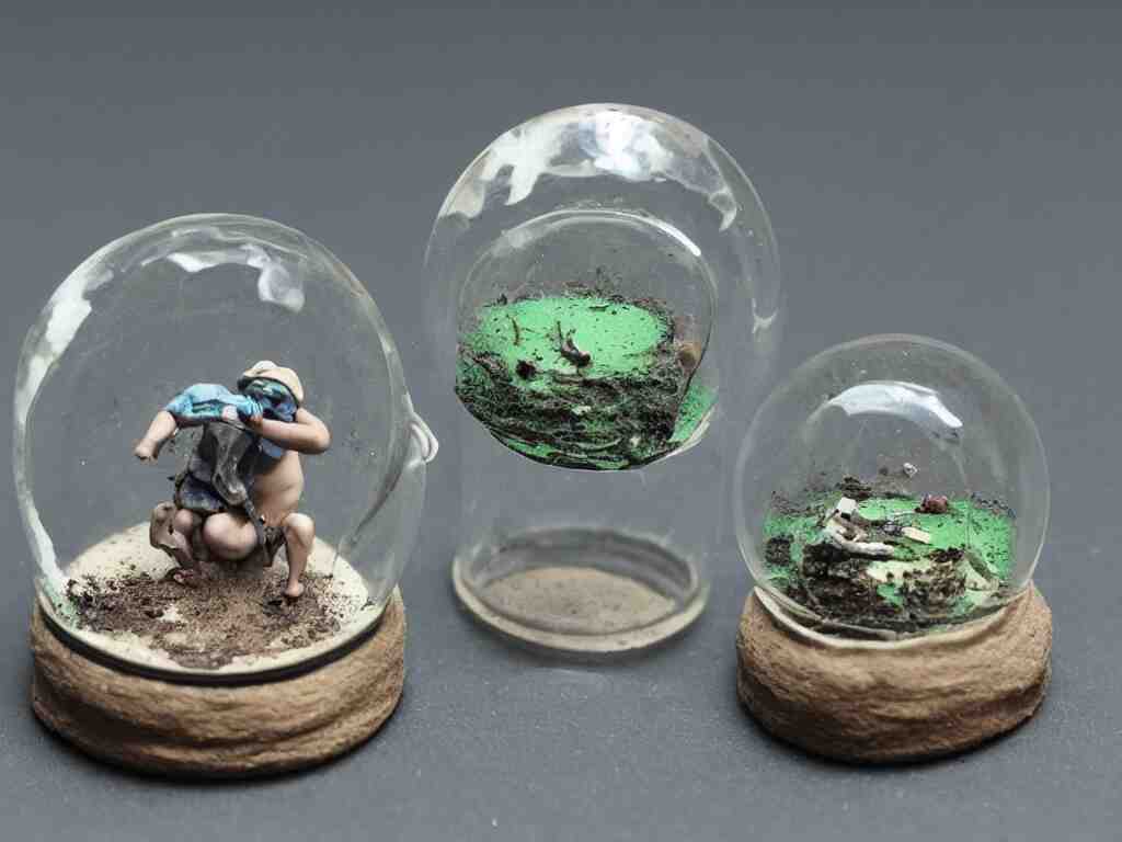 miniature 3d clay melt fat human dirty grime and fith in a glass dome!dream miniature 3d clay melt fat human dirty grime and fith in a glass dome