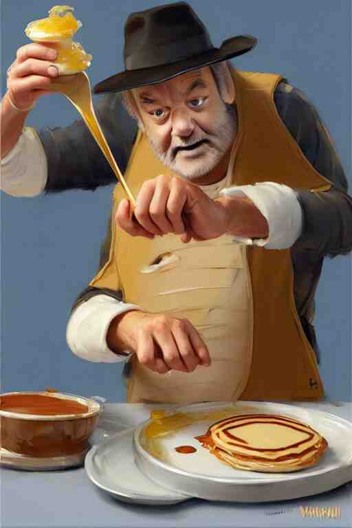 bill murray making pancakes animation pixar style, by magali villeneuve, artgerm, jeremy lipkin and michael garmash, rob rey and kentaro miura style, golden ratio, trending on art station 