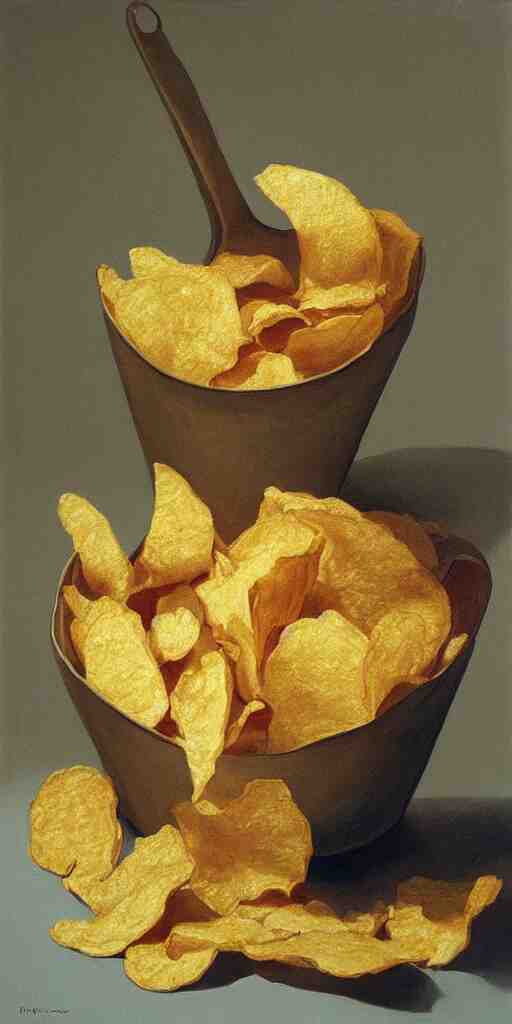 hyperreaslistic painting of a bag of potato chips by Claudio Bravo