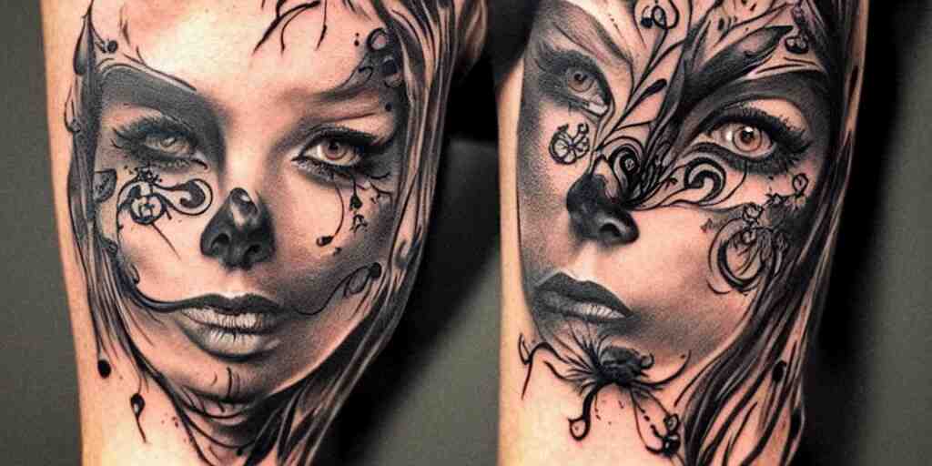 realistic tattoo designs drawn on paper, dark crow, cry, scream, golden, goddess, delicate, hyper realism, tim burton, ink, ultra realistic, 8 k 