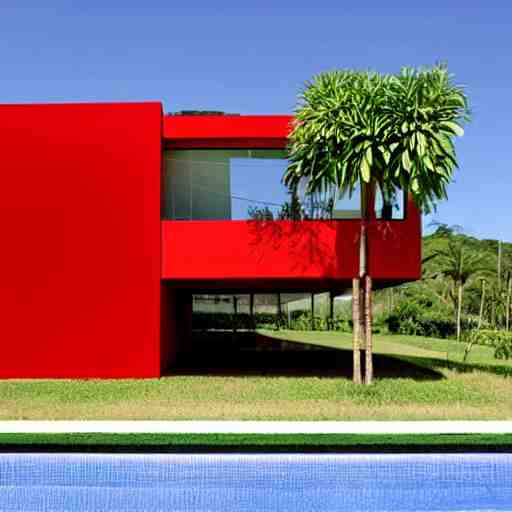 a modern red house in brazil, architecture 