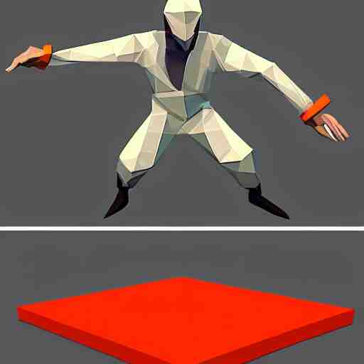 low poly ninja in the style of playstation 1 games