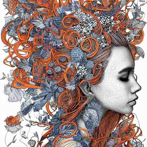 a beautiful woman made up of carrots, an ultrafine detailed illustration by james jean, intricate linework, bright colors, final fantasy, behance contest winner, vanitas, angular, altermodern, unreal engine 5 highly rendered, global illumination, radiant light, detailed and intricate environment 