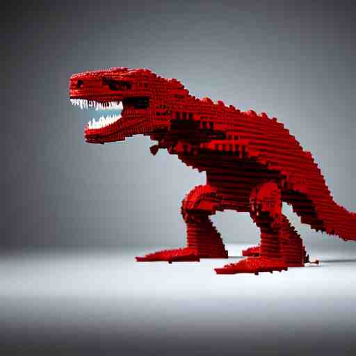 photo of a T-Rex made of Lego, cinematic drama scene, scary 8k