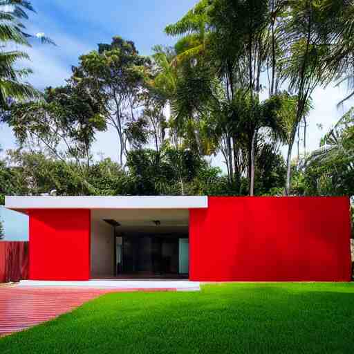 a modern red house in brazil, architecture 