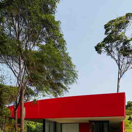 a modern red house in brazil, architecture 