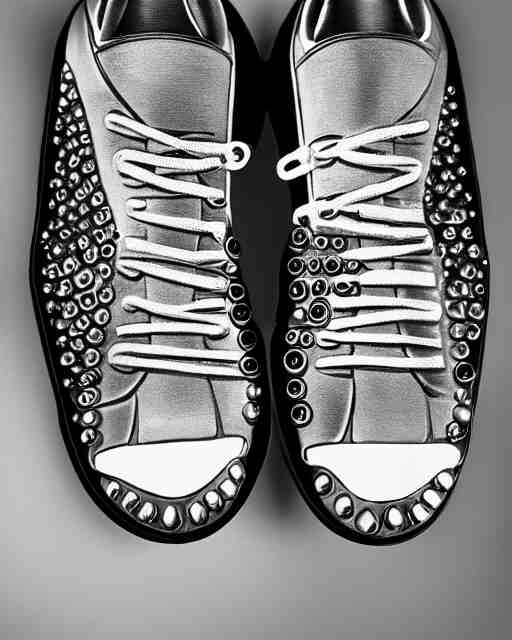 balenciaga sneakers made out of clock parts, hyper realism, high detail, extremely detailed, very sharp, award winning photo, in the style of vivian maier 