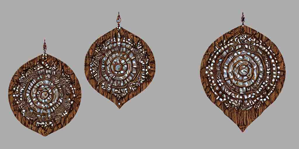 earring design, jewelry design, wood, nordic, art deco, intricate, elegant, material, product design, trending on artstation, cgsociety, photo realistic, design by ziva cph and isabel lennse and kalevala, 8 k, unreal engine, c 4 d 