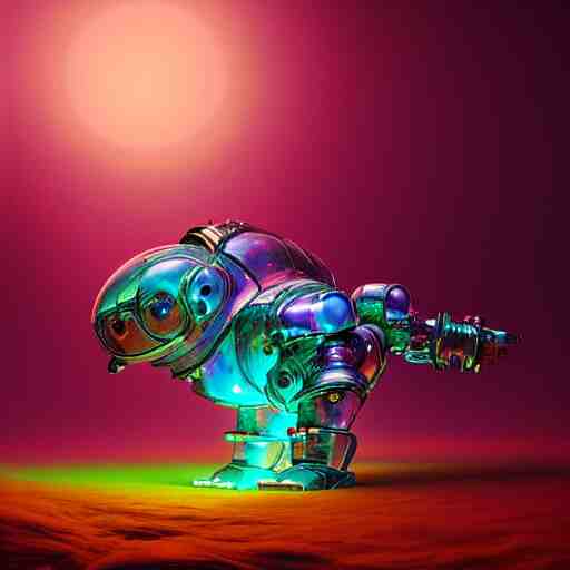 iridescent opalescent android robot animal in candyland, warm tones, bioluminescent : by michal karcz, daniel merriam, victo ngai and guillermo del toro : ornate, dynamic, particulate, intricate, elegant, highly detailed, centered, artstation, smooth, sharp focus, octane render 