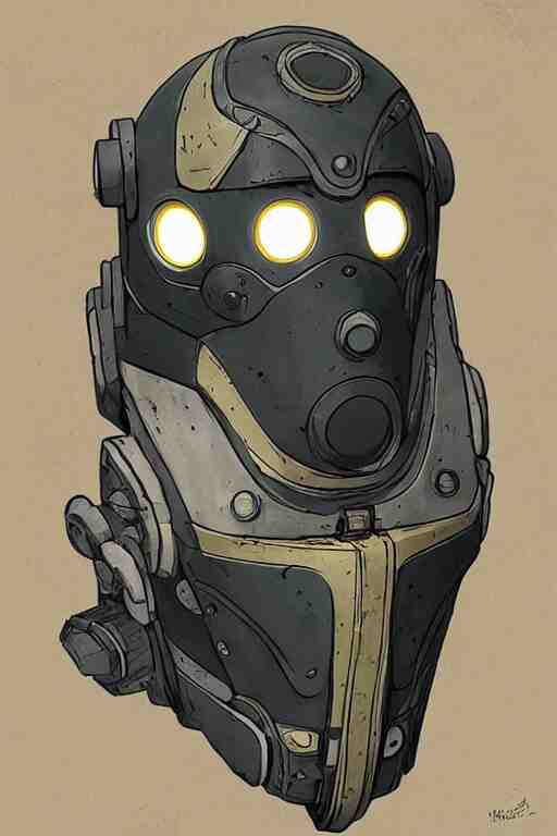 
robot ninja mask helmet bot borderland that looks like it is from Borderlands and by Feng Zhu and Loish and Laurie Greasley, Victo Ngai, Andreas Rocha, John Harris 
