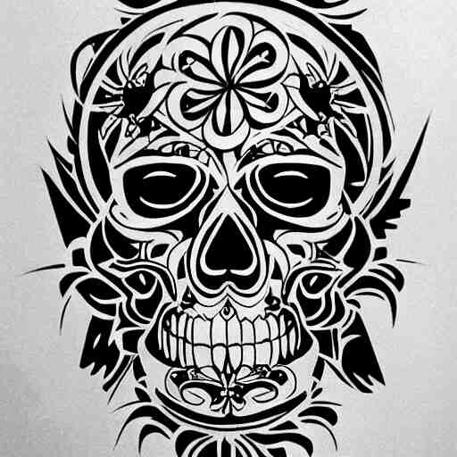 tattoo design, stencil, tattoo stencil, traditional, a world famous tattoo of a geometric skull