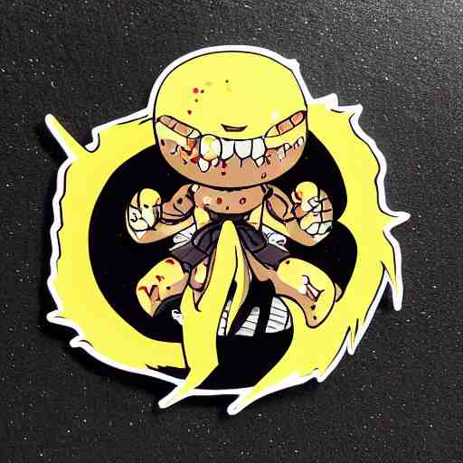 die cut sticker, gomu gomu no gatling, splatter paint 